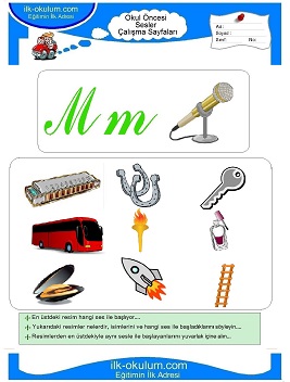 Çocuklar İçin M Sesi Çalışma Sayfaları 
